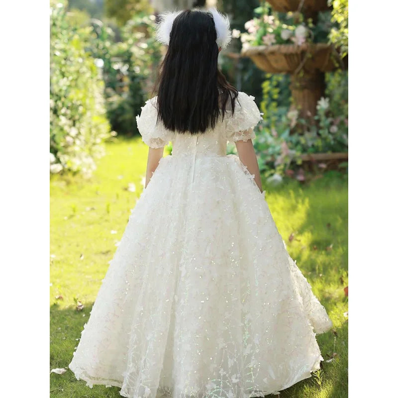 Girls' Dress Light Luxury Minority High-End Princess Dress Flower Girl Wedding Little Girl Host Piano Performance Evening Dress