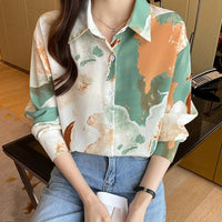 Casual Loose Long Sleeve Shirt for Women Korean Style Blouse Tops