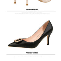 Sexy Women's Stiletto High Heels Shallow Mouth Pointed Toe Metal Buckle Party Single Shoes