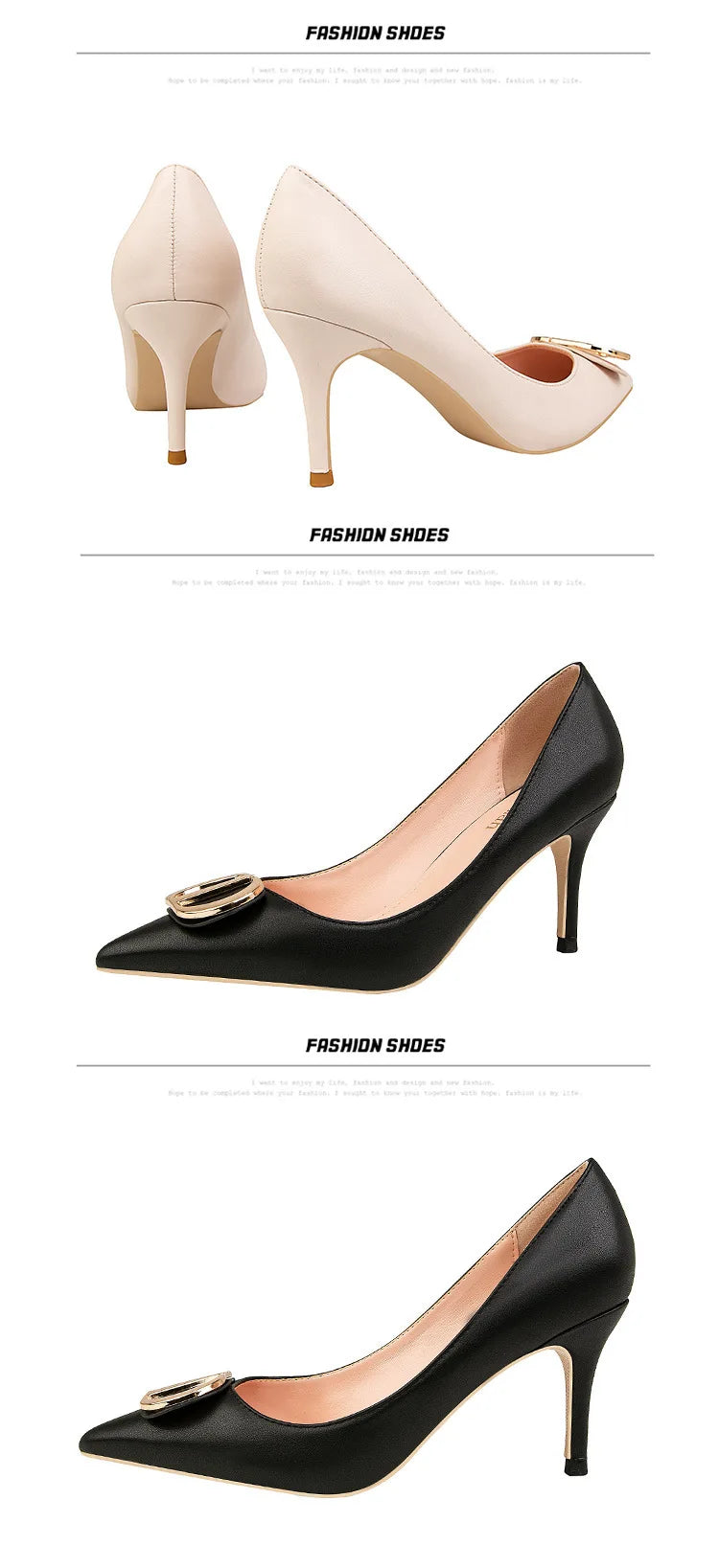 Sexy Women's Stiletto High Heels Shallow Mouth Pointed Toe Metal Buckle Party Single Shoes