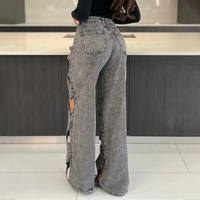 CM.YAYA Women Vintage Cutout Hollow Out Criss Cross Straight Denim Pants 2024 Fashion INS High Waist Wide Leg Jeans Trousers Natalia Home Fashion    Natalia Home Fashion