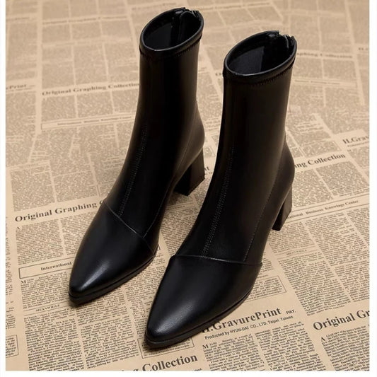 Fashion Pointed Boots Super Popular New Short High-heeled Boots Sexy Solid Color Women's Boots - Natalia Home Fashion