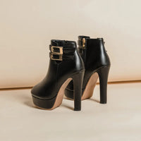 Women Boots High Heels Clogs Platform Boots-Women Shoes  Footwear Round Toe Stiletto Black Leather Rubber - Natalia Home Fashion