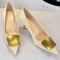 Metallic Thin Heel Pointed Toe Shoes For Women Elegant Office Career Work High Heels