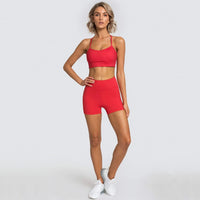 Seamless Yoga Two-piece Set Running Bra Shorts Sports Underwear Beauty Back Fitness Gym 2-piece Short Suit