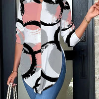 Fashion Long Sleeve Women Shirt White Buttons Tops And Blouses 2024 Spring Casual Office long Top Femme Blouse Print Shirts Natalia Home Fashion   WYQ02-XXL Natalia Home Fashion