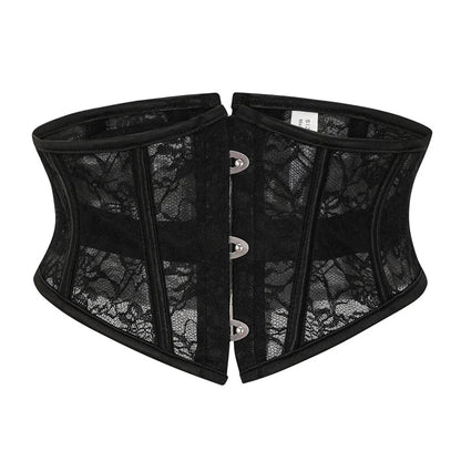 Burvogue Waist Trainer Corsets Slimming Shaper Belt Short Torso Satin Underbust Corset Sexy Lace Up Bustiers & Corsets Women Natalia Home Fashion   Black-CHINA-XXXL Natalia Home Fashion