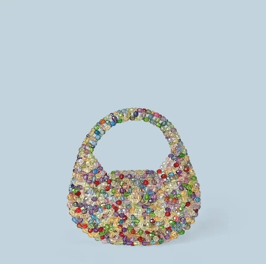New Light Luxury and High-End Hand-Beaded Mini Bead Bag Shiny Portable Banquet Bag - Natalia Home Fashion