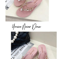 Women Slippers Fashion Summer New Water Diamond Flip Flops Women Outwear Thick Sole Slope Heels Beach Vacation Slippers