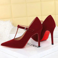 Red Bottoms Buckle Strap Shoes Fashion Pointed Toe Pumps Women Wedding Shoes