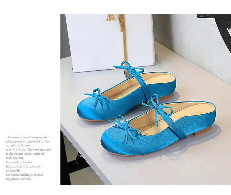 Ladies Slippers Bowknot Silks Satins Women Shoes Round Head Women Sandals Summer Shoes Women Slippers