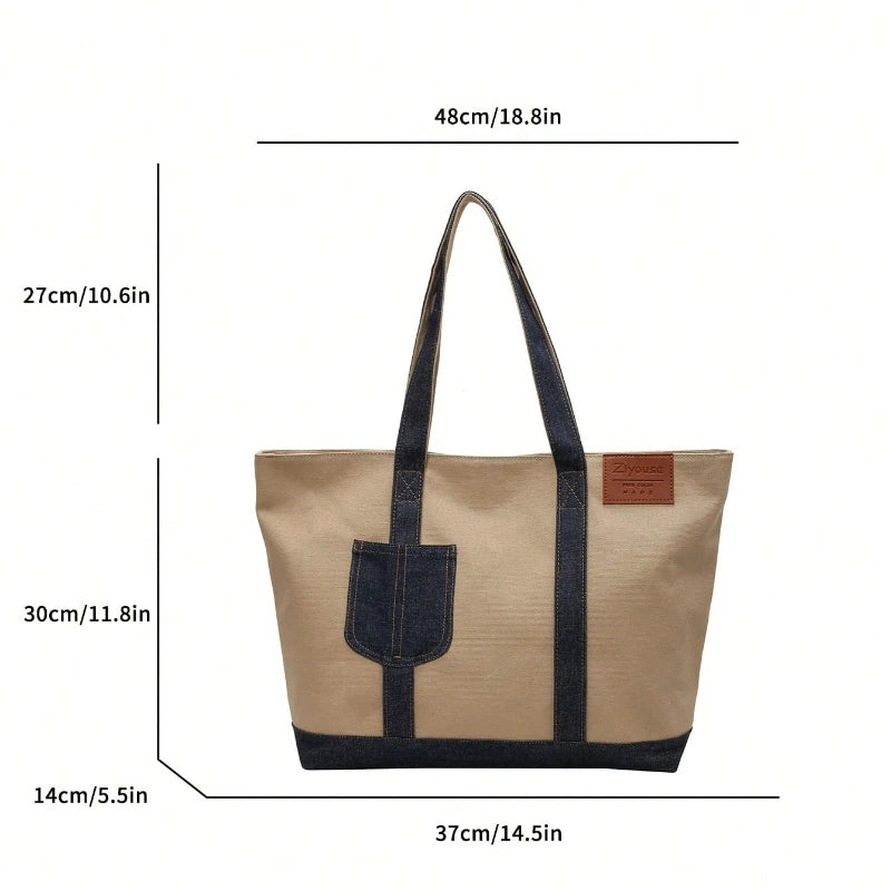 Stylish and Durable Canvas Tote Bag - Large Capacity for Women - Suitable for School, Work and Travel