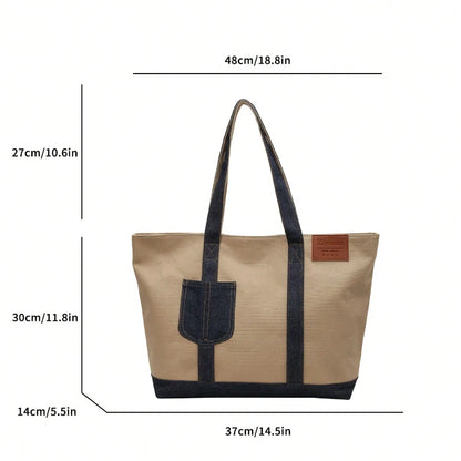 Stylish and Durable Canvas Tote Bag - Large Capacity for Women - Suitable for School, Work and Travel