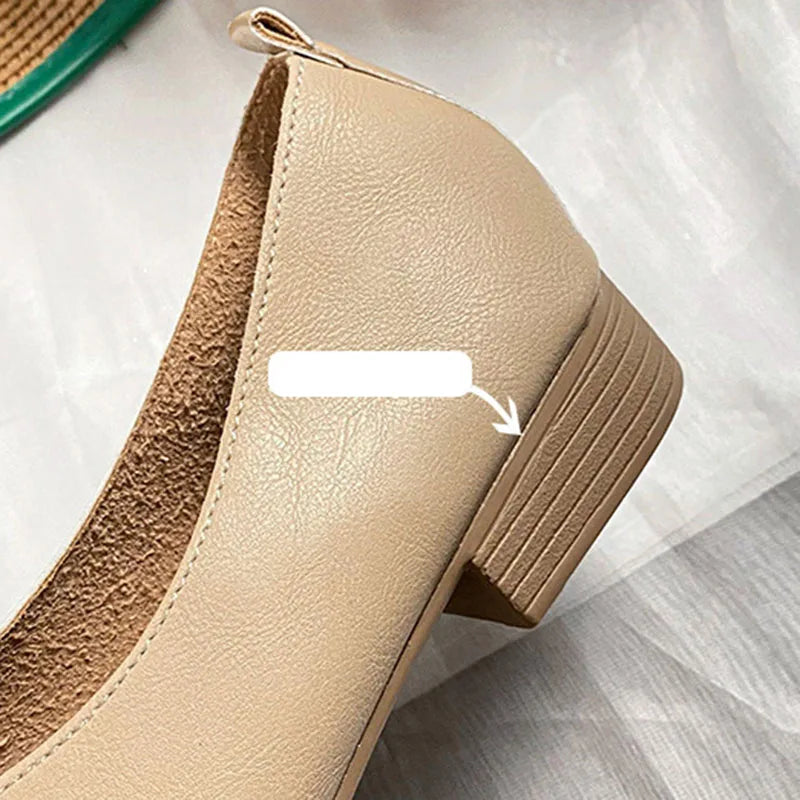 Woman Square Toe Low Heeled Metal Decoration Red Mary Janes Cute Casual Ballerina Female Flats Elegant Soft Soled Flat Shoes