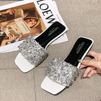 Women's Slippers Bling Rhinestone Women Slippers  Woman Fashion Sandals Open Toed Beach Shoes Women