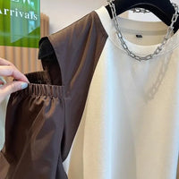 Contrast Color Tops Women Loose Casual Long Sleeve O Neck Off Shoulder Preppy All Match shirts