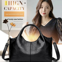Fashionable Pure Color Basket Handbag Women's Commuter Bag Soft PU Leather Vintage Style Single Shoulder Bag with Internal Zipper