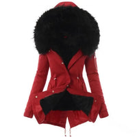 Warm Cotton Jacket with Zipper And Hood Women's Fashionable Slim Fit Coat Long Sleeve Thermal Outerwear - Natalia Home Fashion