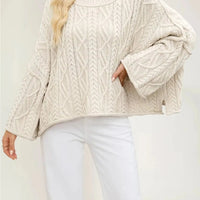 Autumn Winter Women Cable Knit Sweater Oversized Loose Pullover Long Sleeve Chunky Jumper Casual Warm Female Tops Clothing Natalia Home Fashion    Natalia Home Fashion