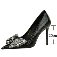 Stilettos Women Pumps Pointed Shoes Lady Heels Bowknot Design Rhinestone High Heels Female Shoes Sexy Party Shoes