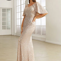 Cape Sleeves Sequined Evening Dress Mermaid Tail And Floor-Length Dress Elegant Dresses For Evening Dress