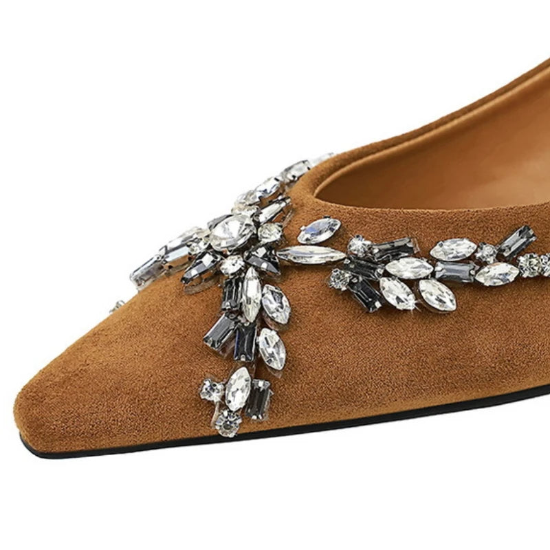 New Spring Crystal Women Mary Jane Shoes Fashion Shallow Slip on Elegant Party Dress Low Heel Shoes