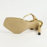 Women's Sexy High Heels Glass Glue Metal Chain Footwear Square Head Thin Heel Sandals Cross-Border Rubber Bottom Shoes