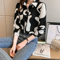 Elegant Long Sleeve Floral Print Chiffon Shirt Women's Versatile High-End Fashion Top Spring City Style Commute Shirt