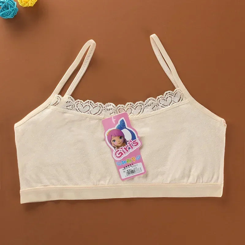 Young Girls Lace Puberty Teenage Soft Cotton Underwear Training Bra Crop Top 8-14years lace bra