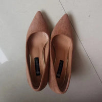 Summer Women 8.5cm High Heels Pumps Elegant Sweet Lady Wedding Block Square Middle Heels Flock Suede Nightclub Shoes