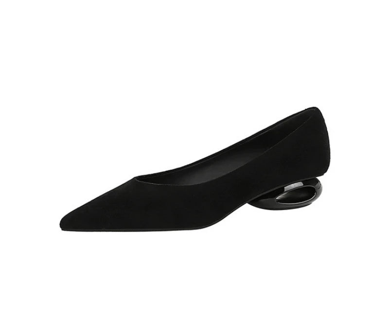 Retro Pointed Toe Suede Low Heel Shoes Shallow Mouth Hollow Heel Pedicure Shoe Daily Versatile Temperament Women's Shoes