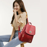 Soft Leather Dual-Shoulder Bag Student Backpack Travel Versatile Women's Bag