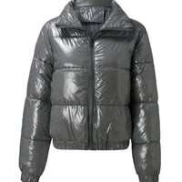Winter Jacket Women Oversized Puffy Shiny Bubble Coat Solid Cotton Padded Coat Warm Waterproof Parka Female Outerwear - Natalia Home Fashion