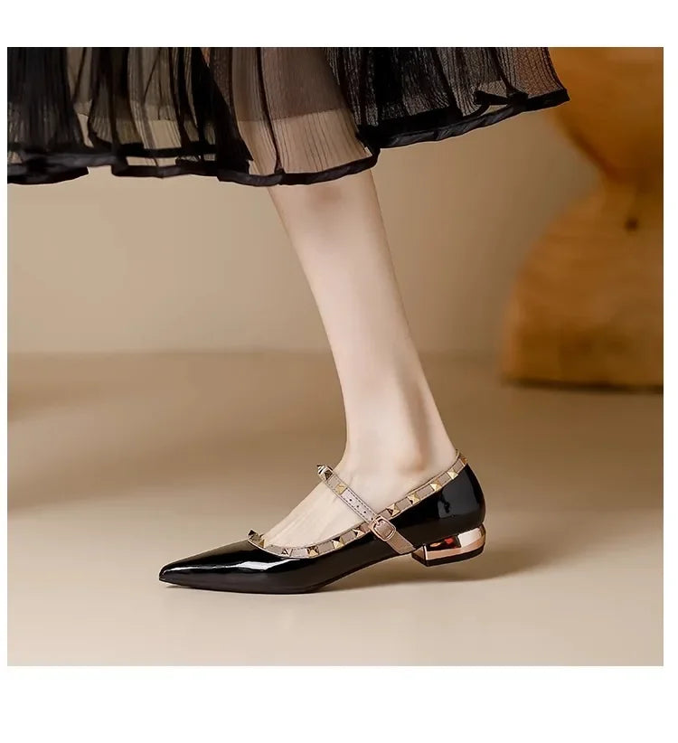 Elegant French Style Cropped Studded Flat Bottom Sandals Women's Summer Tweed Pattern Medial Vacancy Pointe Roman Design