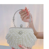Pearl Handbag Women's Evening Dress Bag Ball Gown Diamond Clutch Bag Elegant Lady Purse