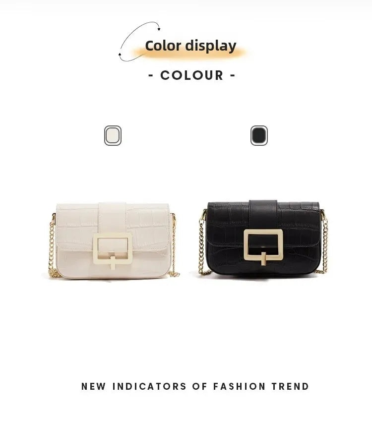 Luxury Two-Layer Cow Leather Handbag Women's Trendy Chain Crossbody Phone Bag Single Shoulder Bag Neutral Minimalist Style