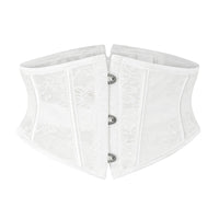 Burvogue Waist Trainer Corsets Slimming Shaper Belt Short Torso Satin Underbust Corset Sexy Lace Up Bustiers & Corsets Women Natalia Home Fashion   White-CHINA-M Natalia Home Fashion