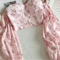 Chic Crop Tops Blouses Women Sexy Lady Slash Neck Flare Sleeve Floral Sweet Long Sleeve Crop top Shirts