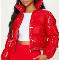 Winter Jacket Women Oversized Puffy Shiny Bubble Coat Solid Cotton Padded Coat Warm Waterproof Parka Female Outerwear - Natalia Home Fashion