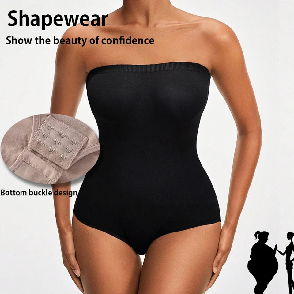 Strapless Short Bodysuit for Women Tummy Control Shapewear Seamless Sculpt Body Shaper with Removable Straps