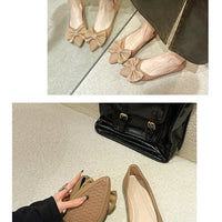 Soft Bottom Flat Casual Women's Shoes Butterfly Knot Slip-On Simple Design Shoes  Synthetic Leather