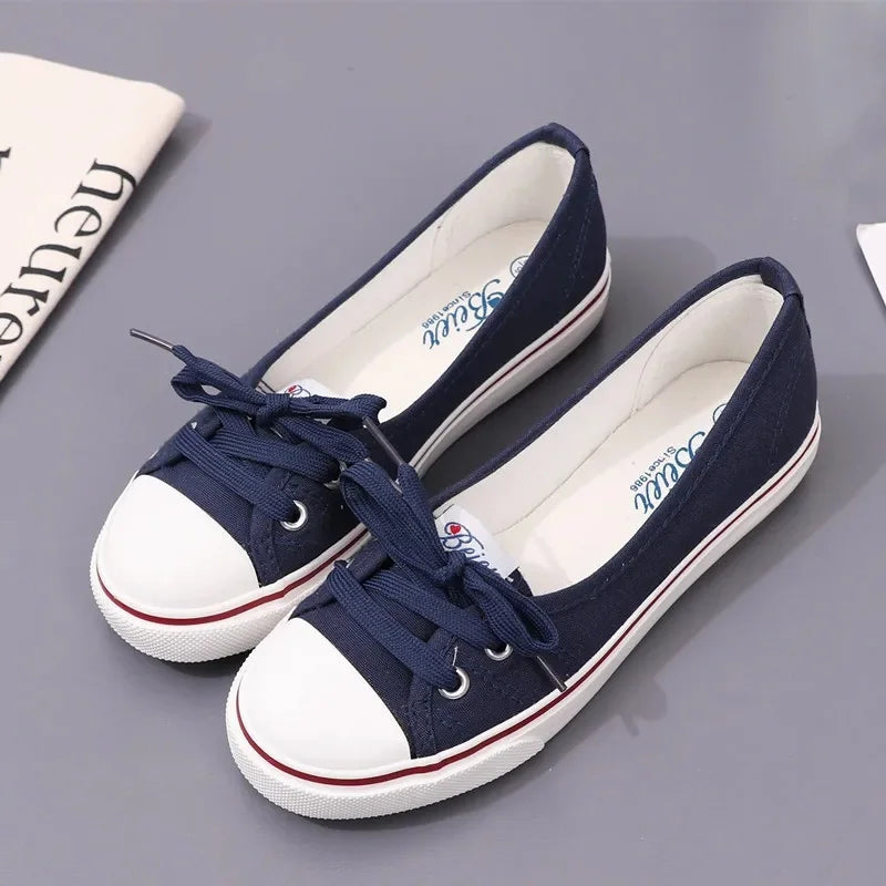 Versatile Artistic Shallow Trendy Shoes Women's Fashion Lace up Canvas Sneakers Shoes for Ladies Shoes Women's Style Canvas Shoes
