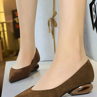Retro Pointed Toe Suede Low Heel Shoes Shallow Mouth Hollow Heel Pedicure Shoe Daily Versatile Temperament Women's Shoes