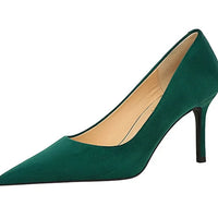Suede Black Women Pumps  High Heels Pointed Toe Women Heels 7Cm Ladies Shoes Office Shoes