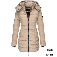 Women's Winter Cotton Jacket Slim Fit down Cotton Coat Warm Outerwear Long Sleeve Fashionable Middle Length - Natalia Home Fashion