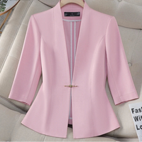 Women's Slim Fit Blazer Suit Fashion Solid Color Single Button Jacket Office Lady Coat and Pants