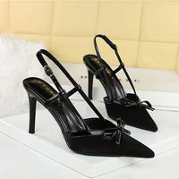 Bow Slim Heels High-End Women's Without Being Tired From Behind The Feet And Tripping Women's Singles Shoes