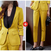 Elegant Casual Fashionable Women's Semi formal Suit Cotton Suit Jacket Matching Set Business Attire High End Workwear