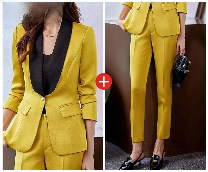 Elegant Casual Fashionable Women's Semi formal Suit Cotton Suit Jacket Matching Set Business Attire High End Workwear