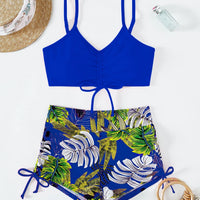Tie Dye Bikini Drawstring Swimsuit Women High Waist Shorts Swimwear Female Padded Bathing Suit Swimming Beachwear Summer